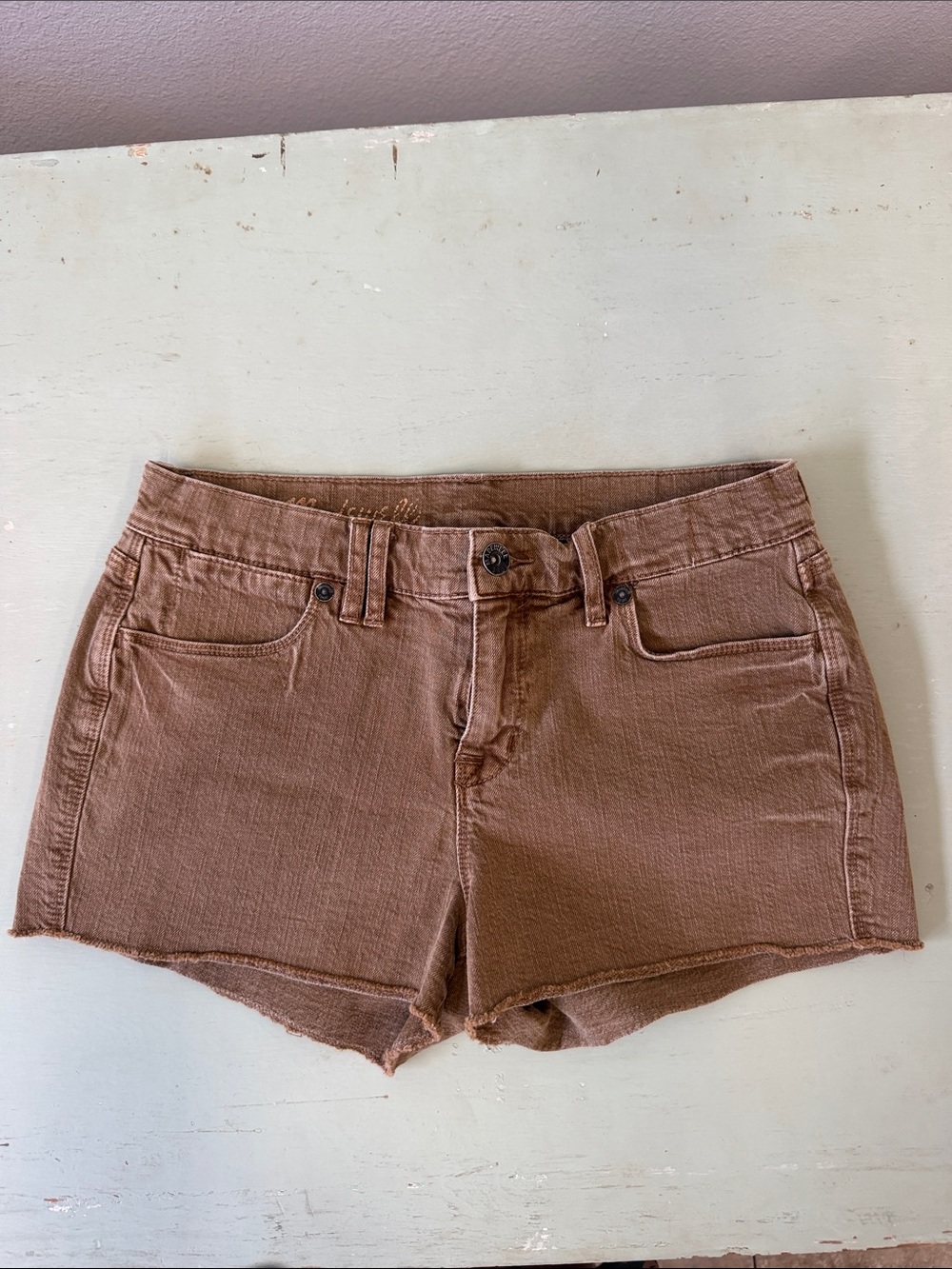 MADEWELL - Women's High-Rise Brown Denim Shorts